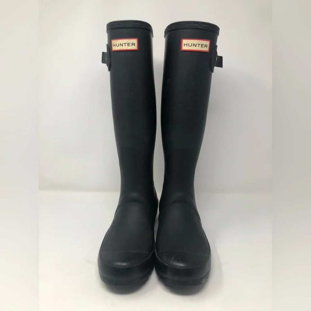 Hunter Women Rain Black Tall Boots Size 6-7 - Picture 2 of 10